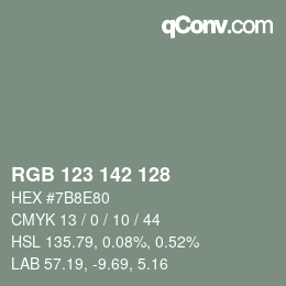 Código de color: RGB 123 142 128 | qconv.com