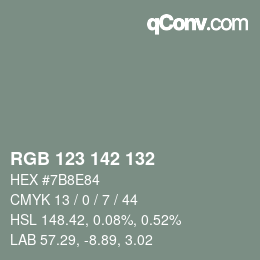Código de color: RGB 123 142 132 | qconv.com