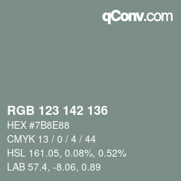 Farbcode: RGB 123 142 136 | qconv.com