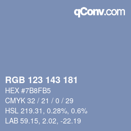 カラーコード: RGB 123 143 181 | qconv.com