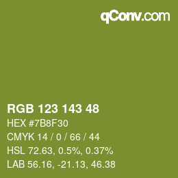 Farbcode: RGB 123 143 48 | qconv.com