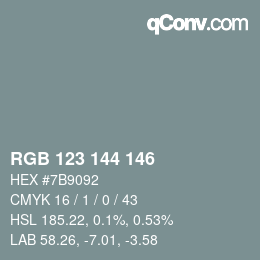 Código de color: RGB 123 144 146 | qconv.com