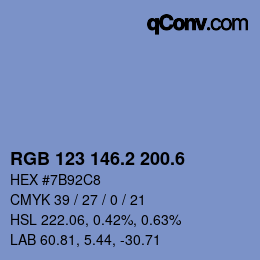 カラーコード: RGB 123 146.2 200.6 | qconv.com