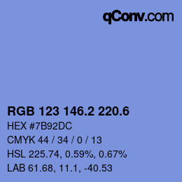カラーコード: RGB 123 146.2 220.6 | qconv.com