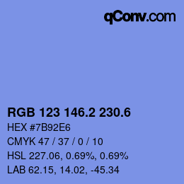 カラーコード: RGB 123 146.2 230.6 | qconv.com