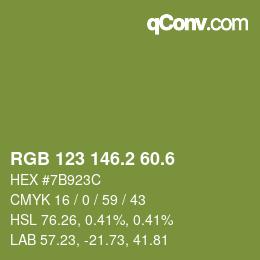 カラーコード: RGB 123 146.2 60.6 | qconv.com