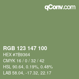 颜色代码: RGB 123 147 100 | qconv.com