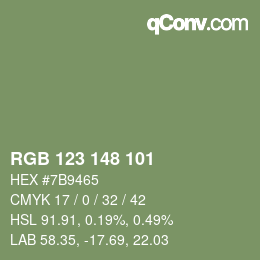 Farbcode: RGB 123 148 101 | qconv.com