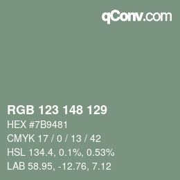 Farbcode: RGB 123 148 129 | qconv.com