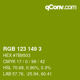 Color code: RGB 123 149 3 | qconv.com
