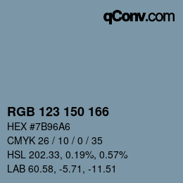 Color code: RGB 123 150 166 | qconv.com