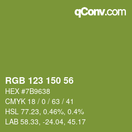 Farbcode: RGB 123 150 56 | qconv.com