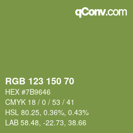 Código de color: RGB 123 150 70 | qconv.com