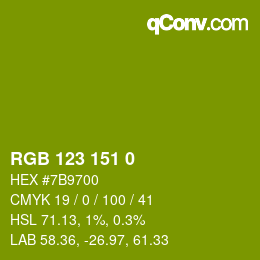 Color code: RGB 123 151 0 | qconv.com