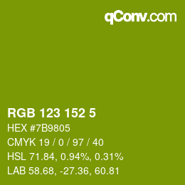 カラーコード: RGB 123 152 5 | qconv.com