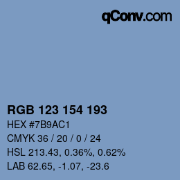 Color code: RGB 123 154 193 | qconv.com