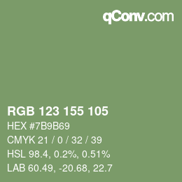 Código de color: RGB 123 155 105 | qconv.com