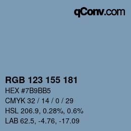 カラーコード: RGB 123 155 181 | qconv.com