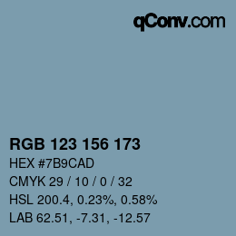 Color code: RGB 123 156 173 | qconv.com