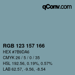 Farbcode: RGB 123 157 166 | qconv.com