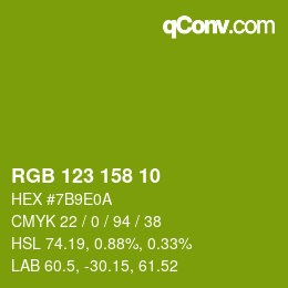 Color code: RGB 123 158 10 | qconv.com