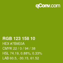 Color code: RGB 123 158 10 | qconv.com