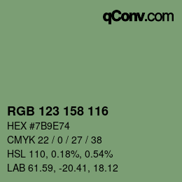 カラーコード: RGB 123 158 116 | qconv.com