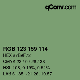 カラーコード: RGB 123 159 114 | qconv.com