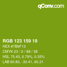 カラーコード: RGB 123 159 19 | qconv.com