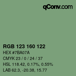 Color code: RGB 123 160 122 | qconv.com