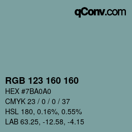 Código de color: RGB 123 160 160 | qconv.com