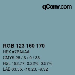 Color code: RGB 123 160 170 | qconv.com