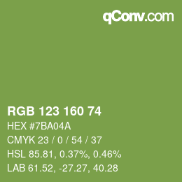 カラーコード: RGB 123 160 74 | qconv.com