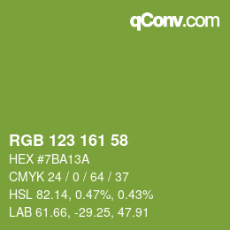 Código de color: RGB 123 161 58 | qconv.com
