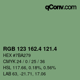 カラーコード: RGB 123 162.4 121.4 | qconv.com