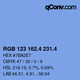 カラーコード: RGB 123 162.4 231.4 | qconv.com
