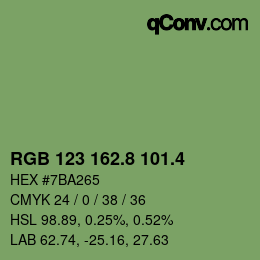 カラーコード: RGB 123 162.8 101.4 | qconv.com