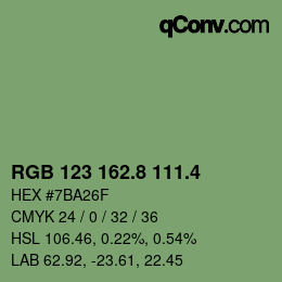 カラーコード: RGB 123 162.8 111.4 | qconv.com