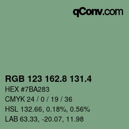 カラーコード: RGB 123 162.8 131.4 | qconv.com