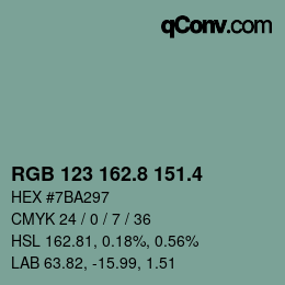 カラーコード: RGB 123 162.8 151.4 | qconv.com