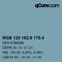 カラーコード: RGB 123 162.8 176.4 | qconv.com
