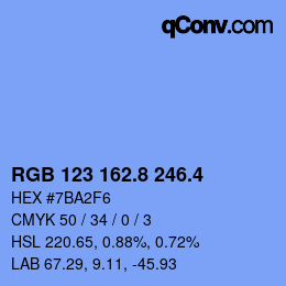 カラーコード: RGB 123 162.8 246.4 | qconv.com