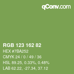 Color code: RGB 123 162 82 | qconv.com