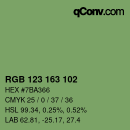 カラーコード: RGB 123 163 102 | qconv.com