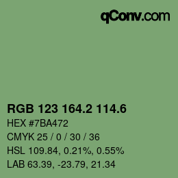 カラーコード: RGB 123 164.2 114.6 | qconv.com