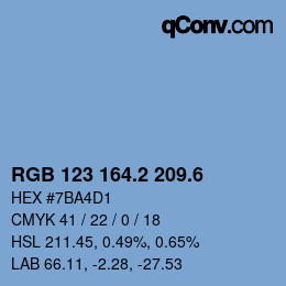 カラーコード: RGB 123 164.2 209.6 | qconv.com