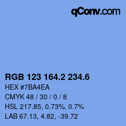 カラーコード: RGB 123 164.2 234.6 | qconv.com