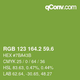カラーコード: RGB 123 164.2 59.6 | qconv.com