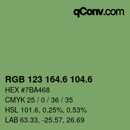 カラーコード: RGB 123 164.6 104.6 | qconv.com