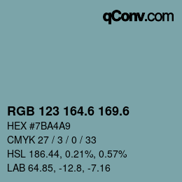 カラーコード: RGB 123 164.6 169.6 | qconv.com